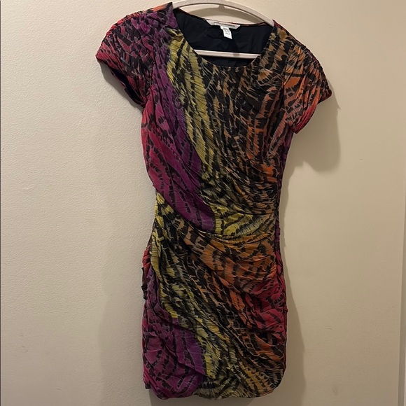 Diane Von Furstenberg Multicolor Patterned Women's Dress- size 4-silk and cotton - Picture 1 of 5